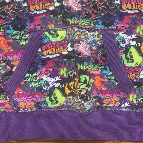 Disney Parks Purple Graffiti Hoodie Sweatshirt Mickey Mouse Unisex 3 4 Years XS - Picture 4 of 9